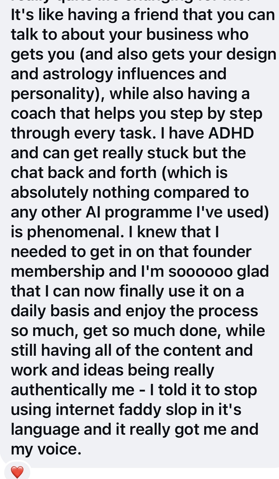 Member testimonial